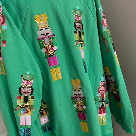 QUEEN OF SPARKLES Green Nutcracker Sweater - Picture 3 of 4